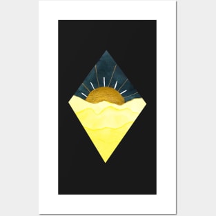 Diamond Yellow and Gold Sunset (dark background) Posters and Art